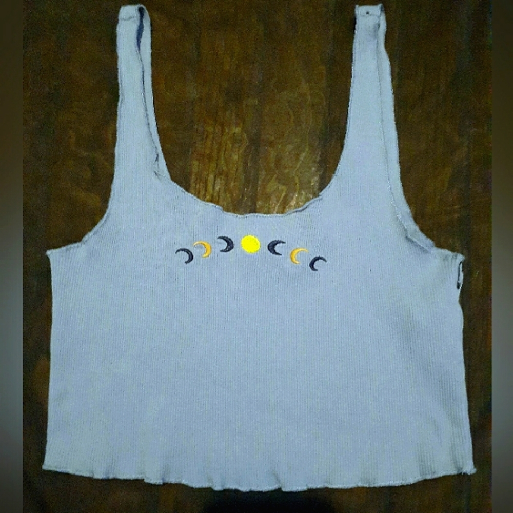 Forever 21 embroidered moon phases cropped tank